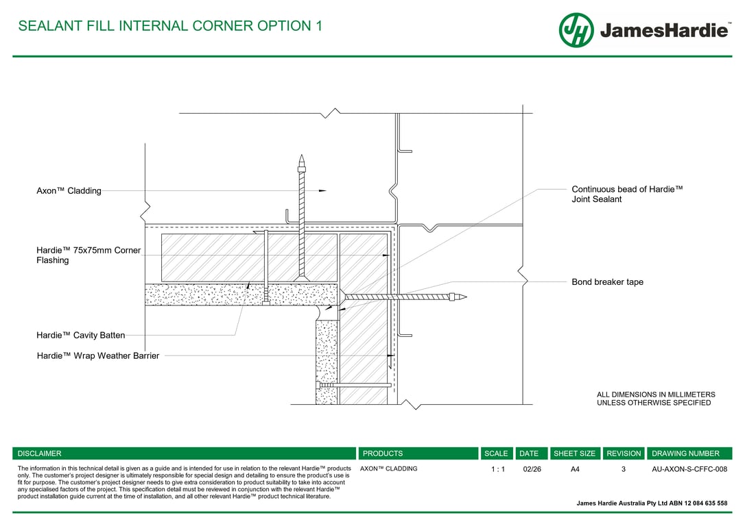 Navigate to AU-AXON-S-CFFC-008 - SEALANT FILL INTERNAL CORNER OPTION 1
