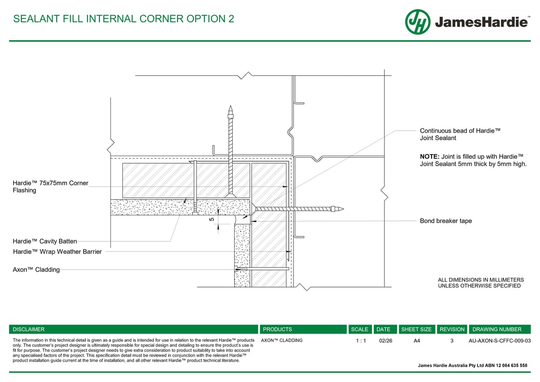 AU-AXON-S-CFFC-009-03 - SEALANT FILL INTERNAL CORNER OPTION 2