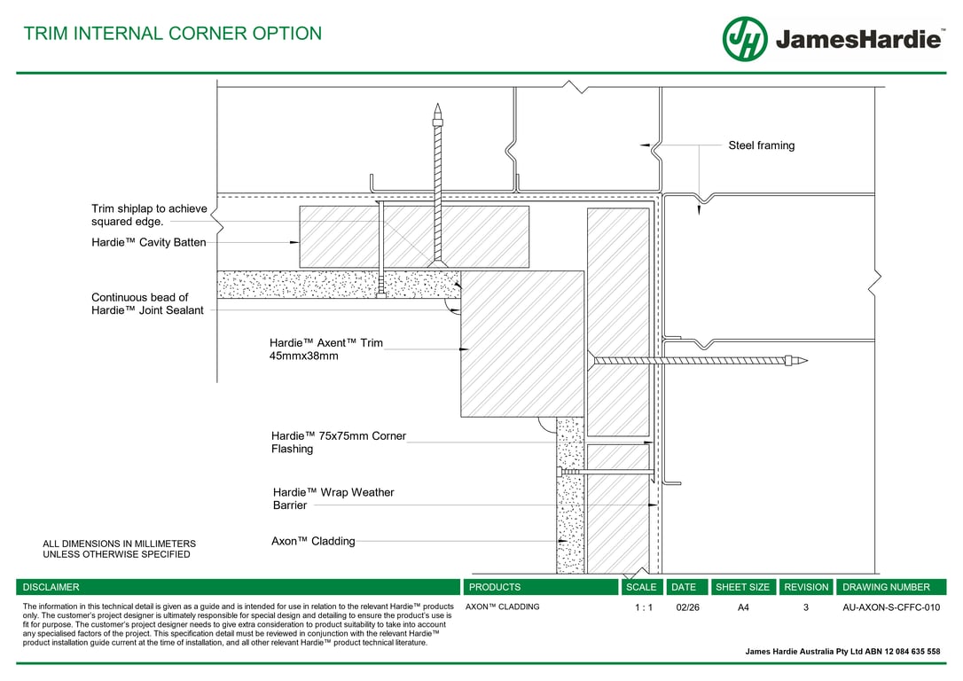 Navigate to AU-AXON-S-CFFC-010 - TRIM INTERNAL CORNER OPTION