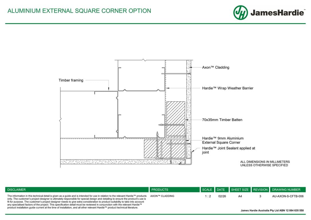 Navigate to AU-AXON-S-CFTB-006 - ALUMINIUM EXTERNAL SQUARE CORNER OPTION