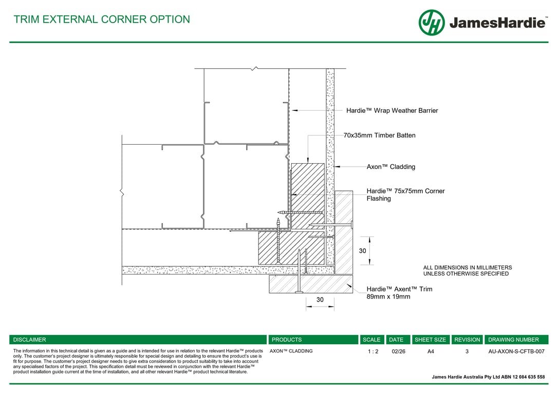 Navigate to AU-AXON-S-CFTB-007 - TRIM EXTERNAL CORNER OPTION