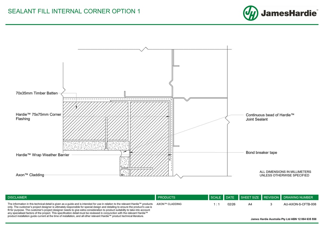 Navigate to AU-AXON-S-CFTB-008 - SEALANT FILL INTERNAL CORNER OPTION 1