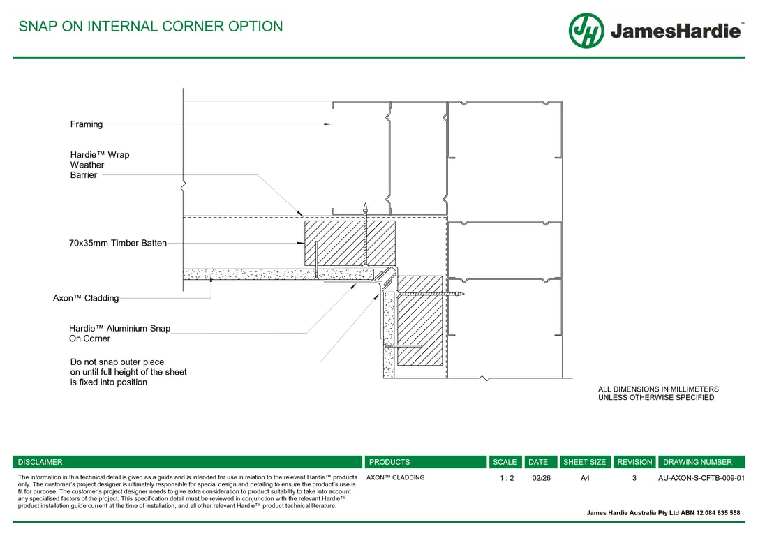 Navigate to AU-AXON-S-CFTB-009-01 - SNAP ON INTERNAL CORNER OPTION