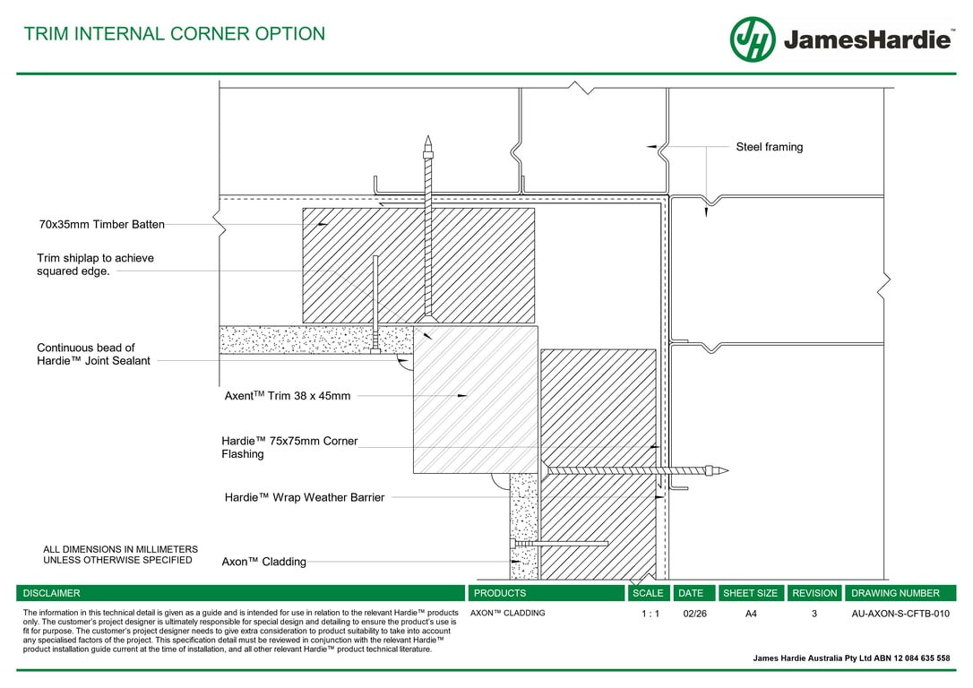 Navigate to AU-AXON-S-CFTB-010 - TRIM INTERNAL CORNER OPTION
