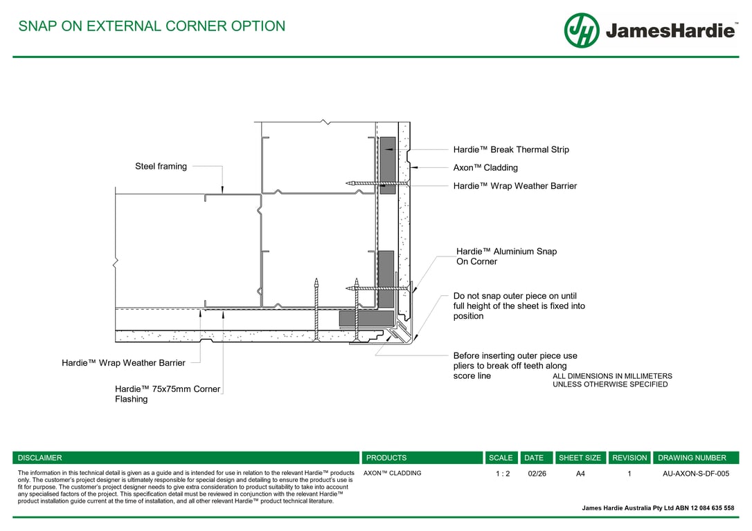 Navigate to AU-AXON-S-DF-005 - SNAP ON EXTERNAL CORNER OPTION