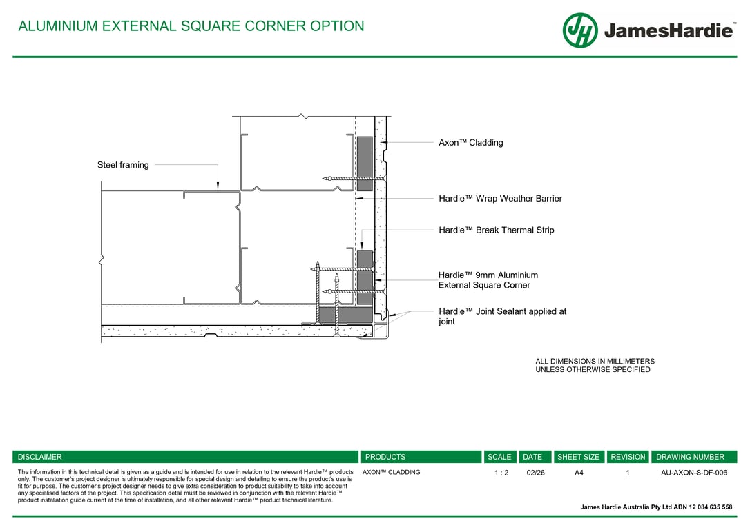 Navigate to AU-AXON-S-DF-006 - ALUMINIUM EXTERNAL SQUARE CORNER OPTION
