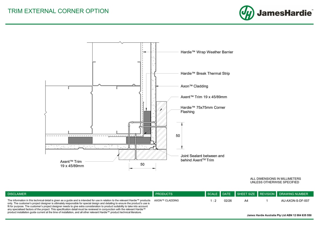 Navigate to AU-AXON-S-DF-007 - TRIM EXTERNAL CORNER OPTION