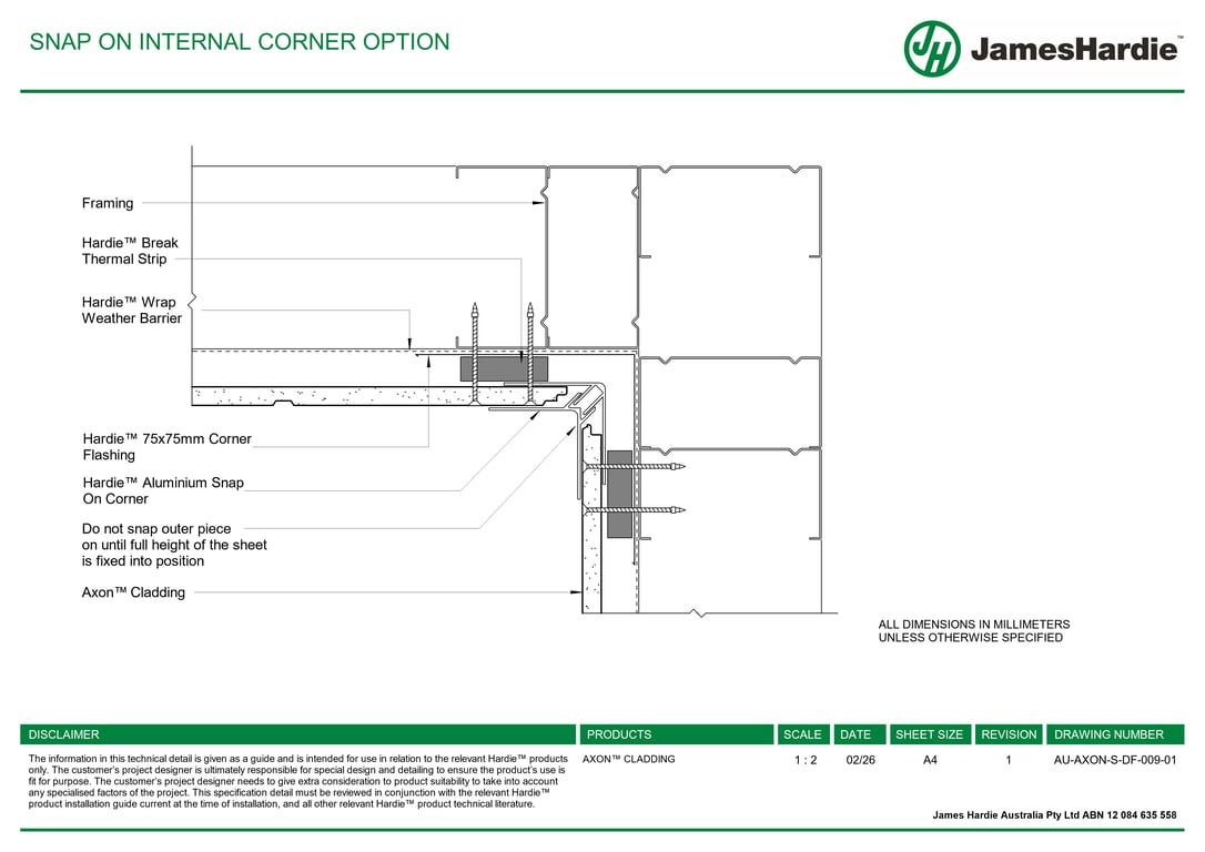 Navigate to AU-AXON-S-DF-009-01 - SNAP ON INTERNAL CORNER OPTION