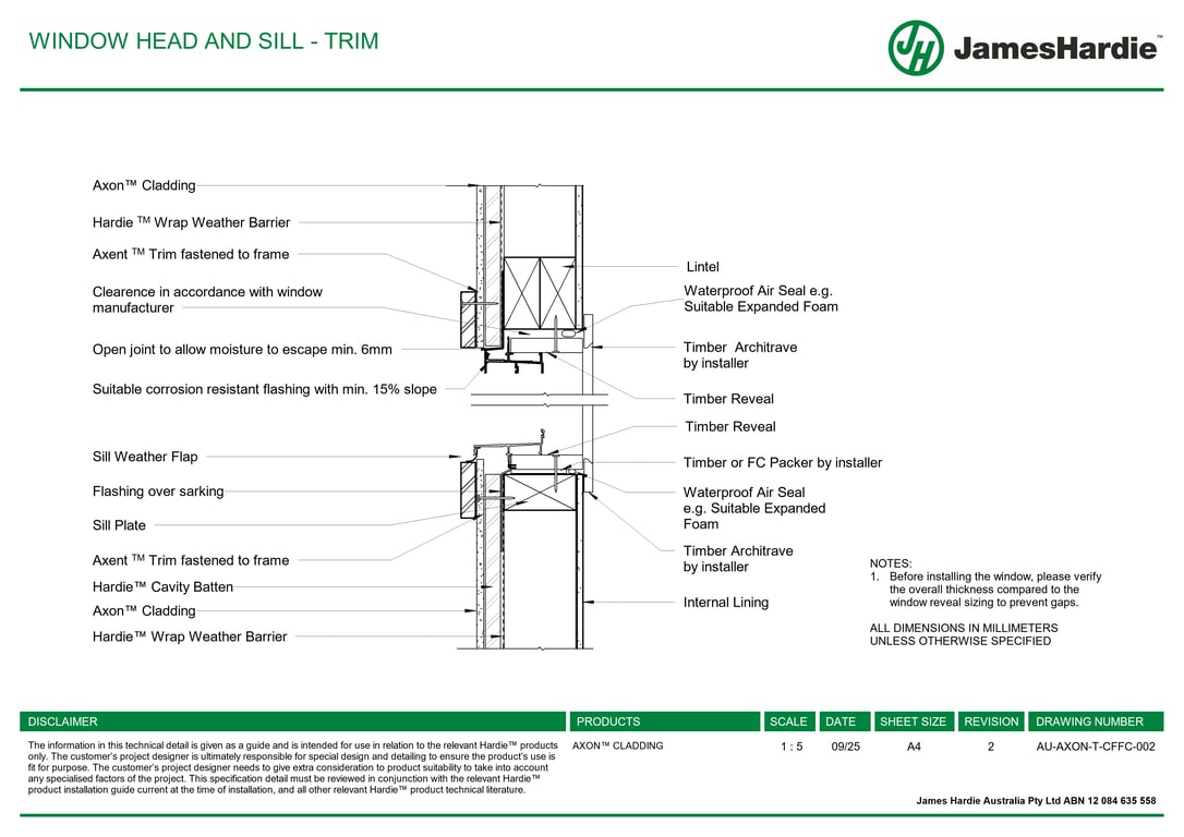 AU-AXON-T-CFFC-002 - WINDOW HEAD AND SILL - TRIM