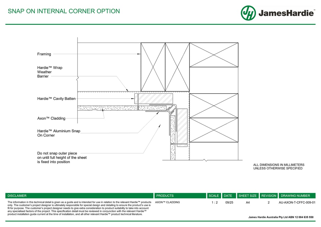 Navigate to AU-AXON-T-CFFC-009-01 - SNAP ON INTERNAL CORNER OPTION