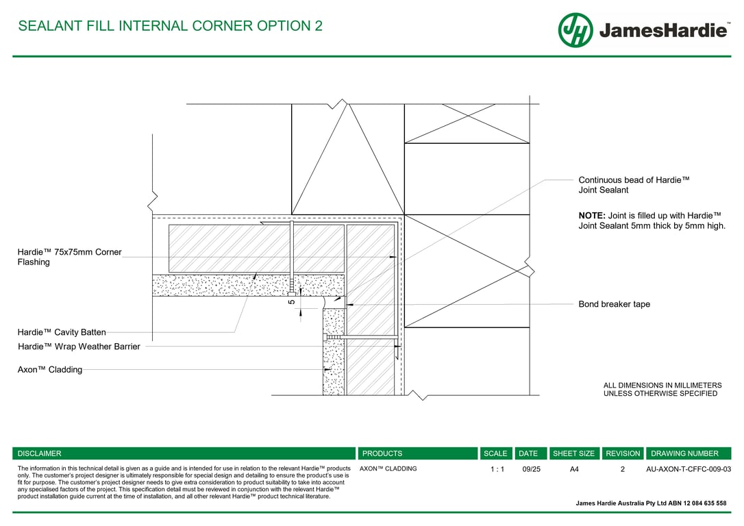 AU-AXON-T-CFFC-009-03 - SEALANT FILL INTERNAL CORNER OPTION 2
