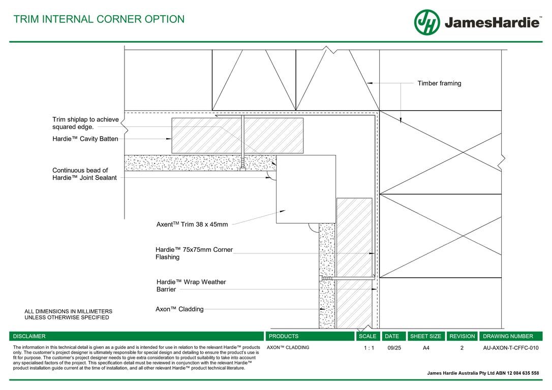 Navigate to AU-AXON-T-CFFC-010 - TRIM INTERNAL CORNER OPTION