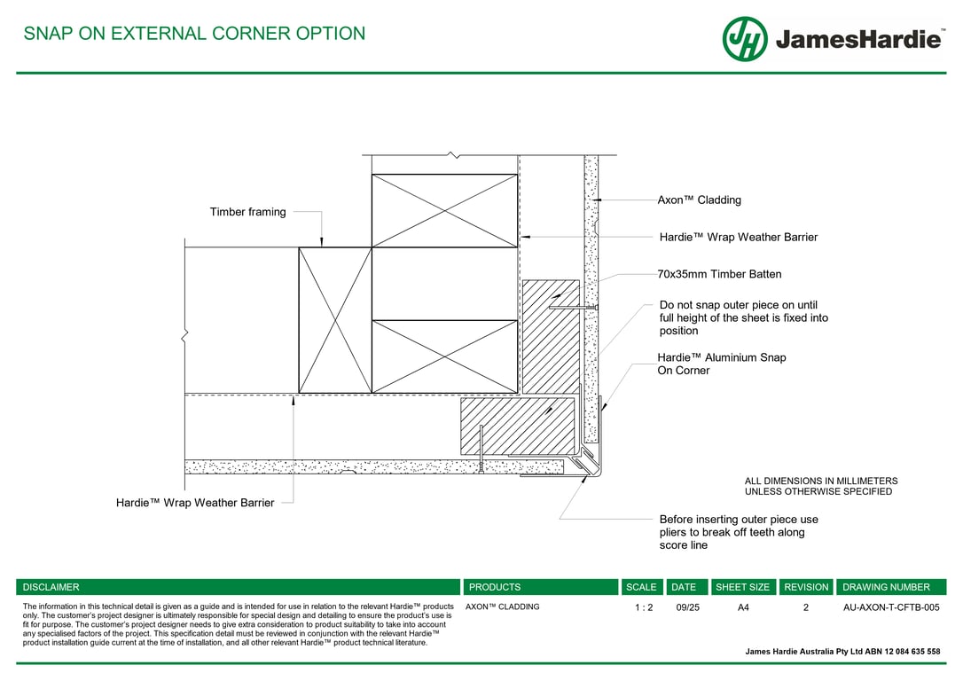 Navigate to AU-AXON-T-CFTB-005 - SNAP ON EXTERNAL CORNER OPTION