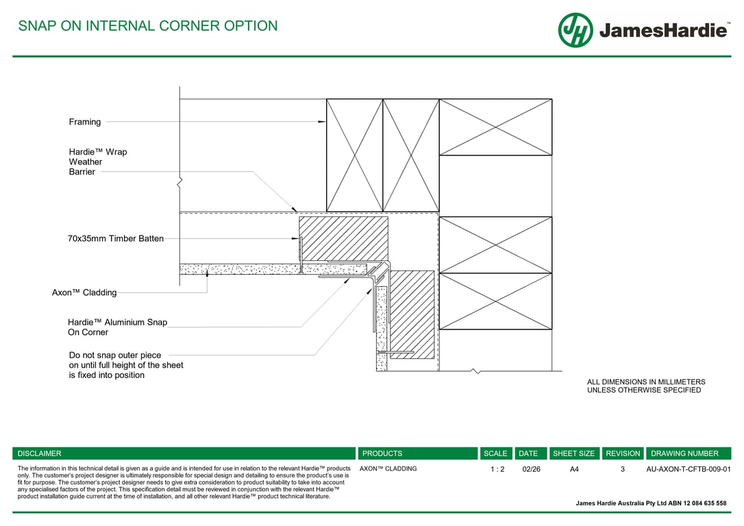 Navigate to AU-AXON-T-CFTB-009-01 - SNAP ON INTERNAL CORNER OPTION