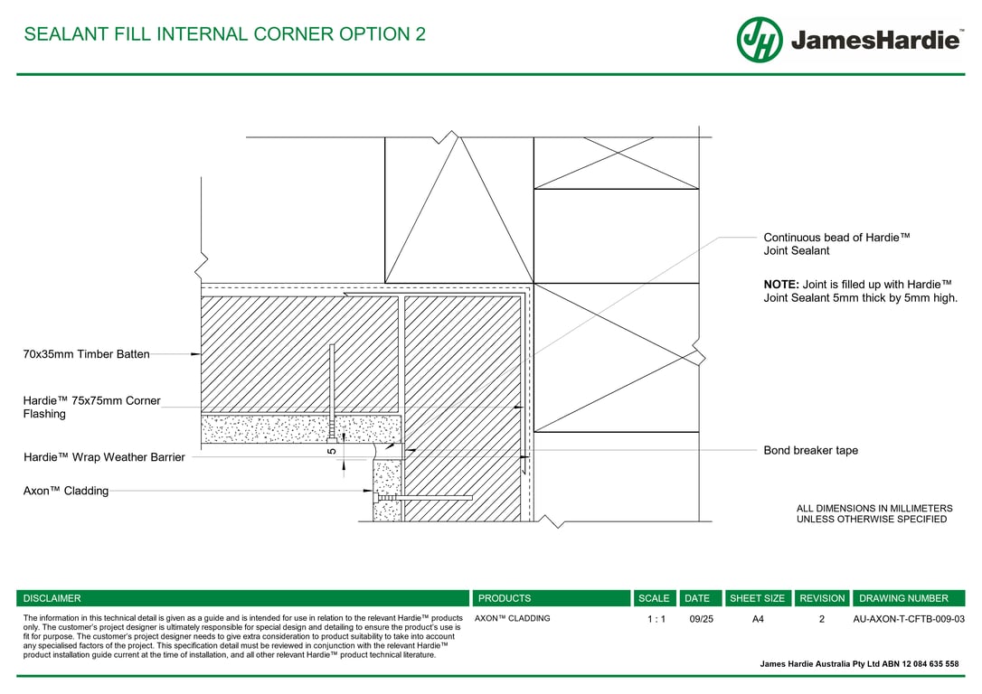 Navigate to AU-AXON-T-CFTB-009-03 - SEALANT FILL INTERNAL CORNER OPTION 2