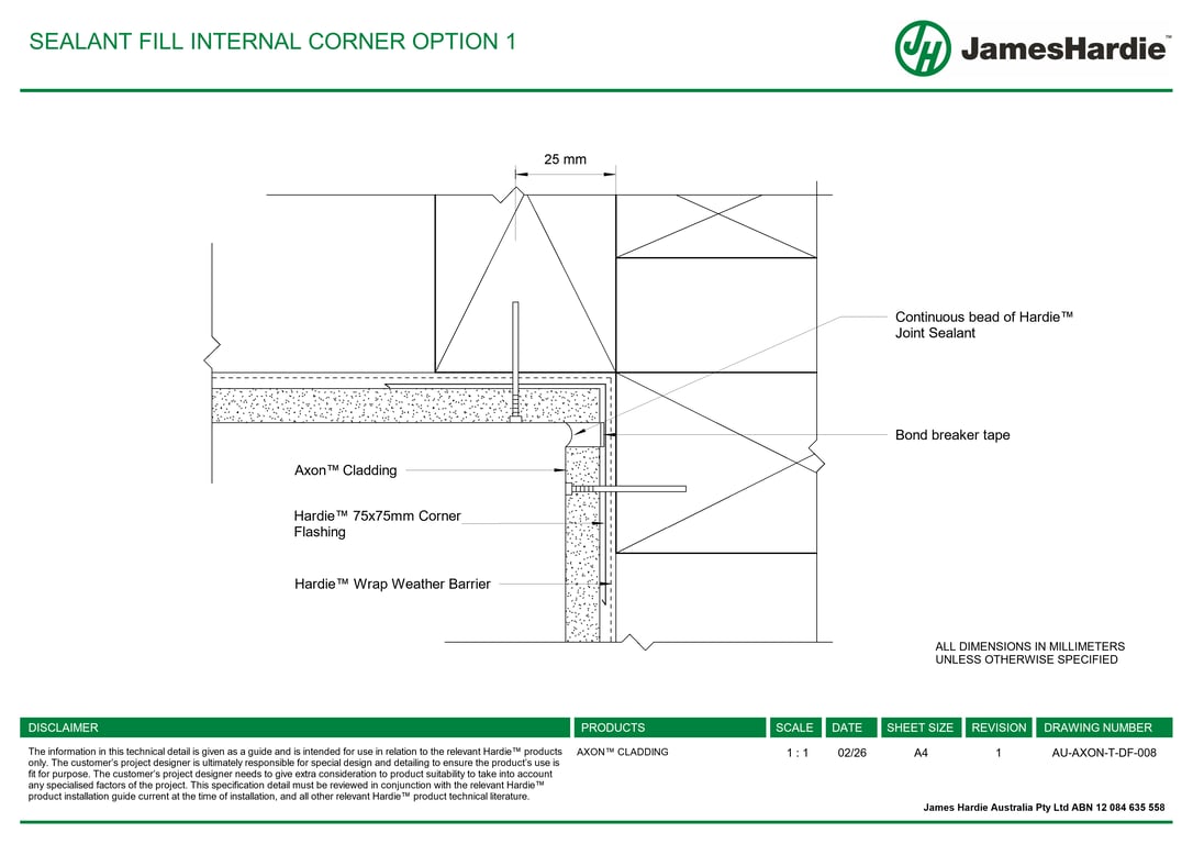 Navigate to AU-AXON-T-DF-008 - SEALANT FILL INTERNAL CORNER OPTION 1