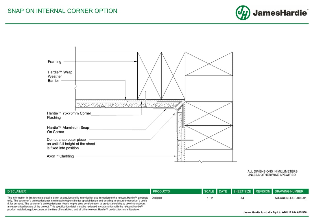 Navigate to AU-AXON-T-DF-009-01 - SNAP ON INTERNAL CORNER OPTION