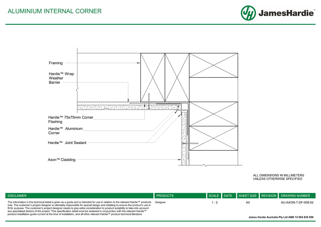 Navigate to AU-AXON-T-DF-009-02 - ALUMINIUM INTERNAL CORNER