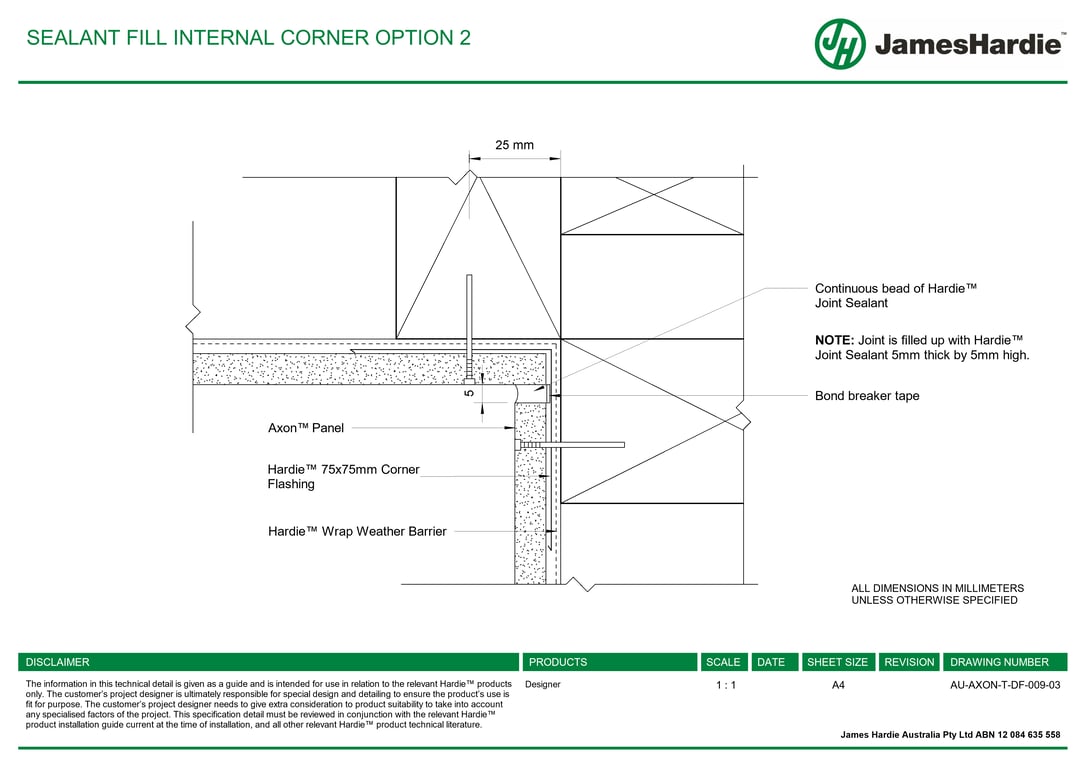Navigate to AU-AXON-T-DF-009-03 - SEALANT FILL INTERNAL CORNER OPTION 2