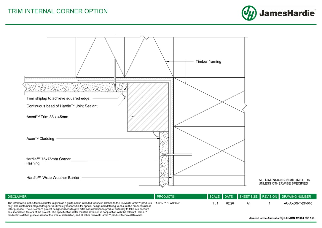 Navigate to AU-AXON-T-DF-010 - TRIM INTERNAL CORNER OPTION