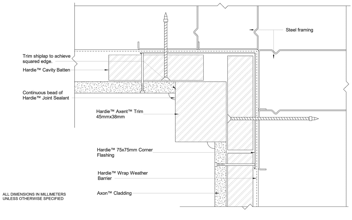 Navigate to AXON Steel CFFC Trim Internal Corner Option