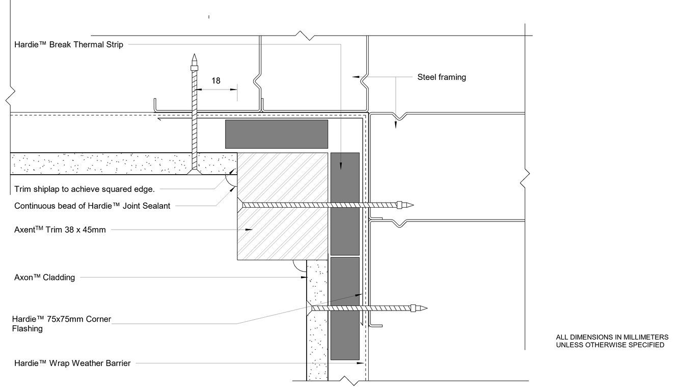 Navigate to AXON Steel DF Trim Internal Corner Option