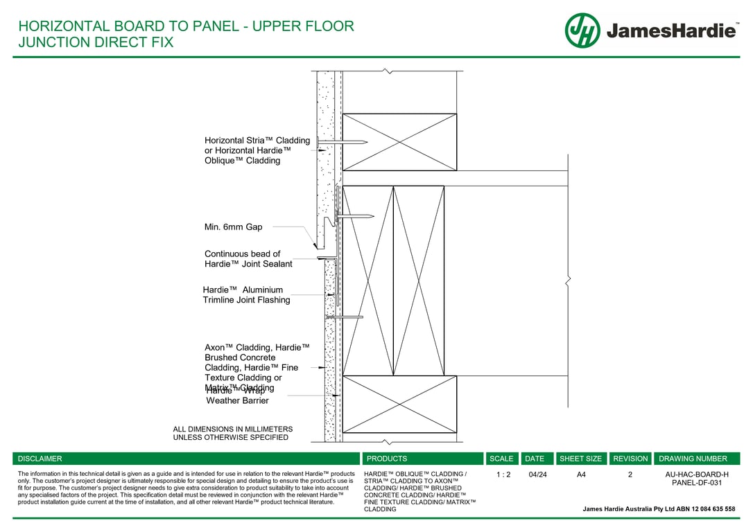 Image of AU-HAC-BOARD-H PANEL-DF-031 - HORIZONTAL BOARD TO PANEL - UPPER FLOOR JUNCTION DIRECT FIX