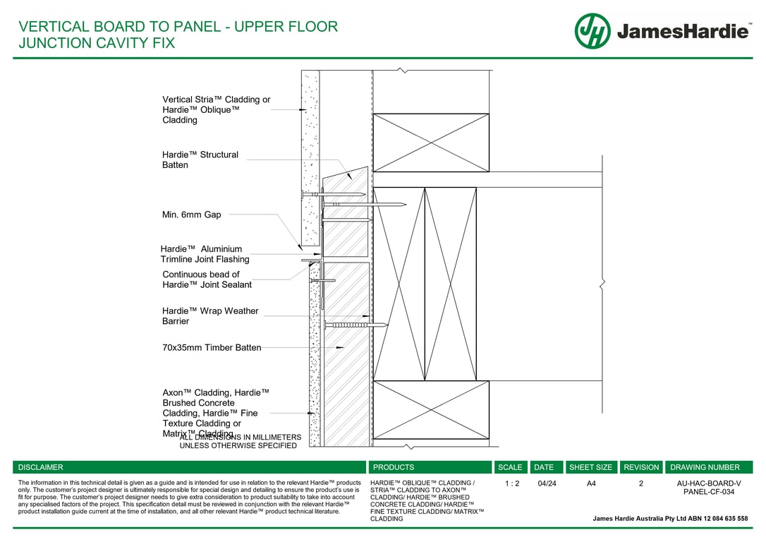 Image of AU-HAC-BOARD-V PANEL-CF-034 - VERTICAL BOARD TO PANEL - UPPER FLOOR JUNCTION CAVITY FIX