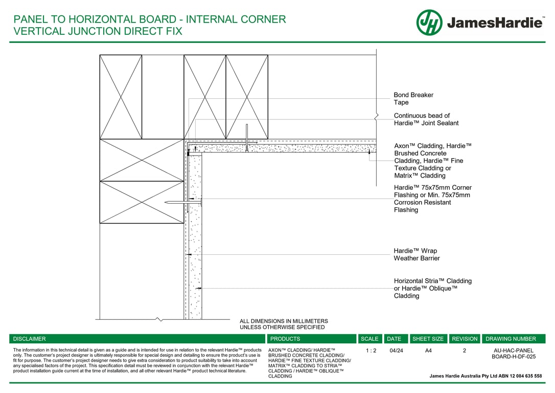 Navigate to AU-HAC-PANEL BOARD-H-DF-025 - PANEL TO HORIZONTAL BOARD - INTERNAL CORNER VERTICAL JUNCTION DIRECT FIX