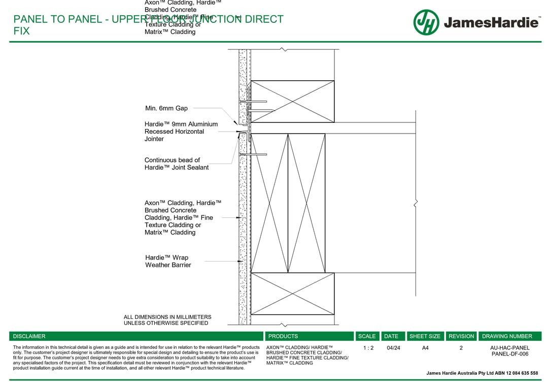 Navigate to AU-HAC-PANEL PANEL-DF-006 - PANEL TO PANEL - UPPER FLOOR JUNCTION DIRECT FIX