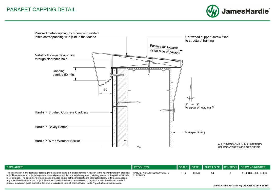 Navigate to AU-HBC-S-CFFC-004 - PARAPET CAPPING DETAIL