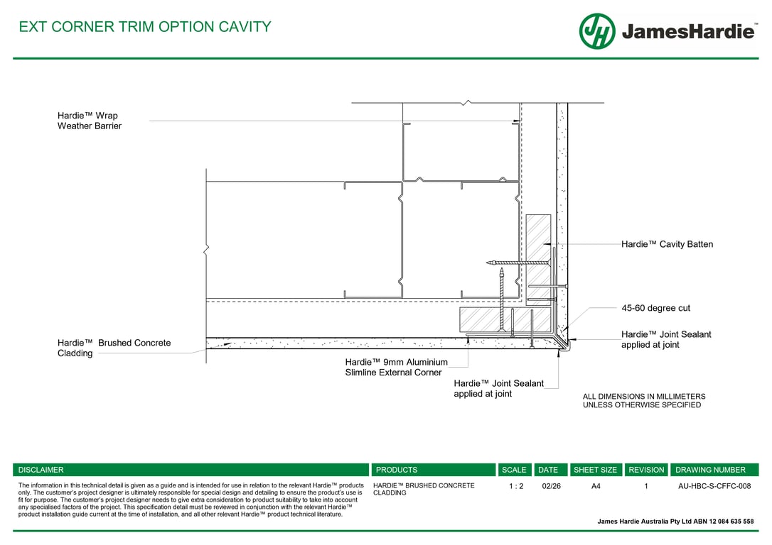 AU-HBC-S-CFFC-008 - EXT CORNER TRIM OPTION CAVITY