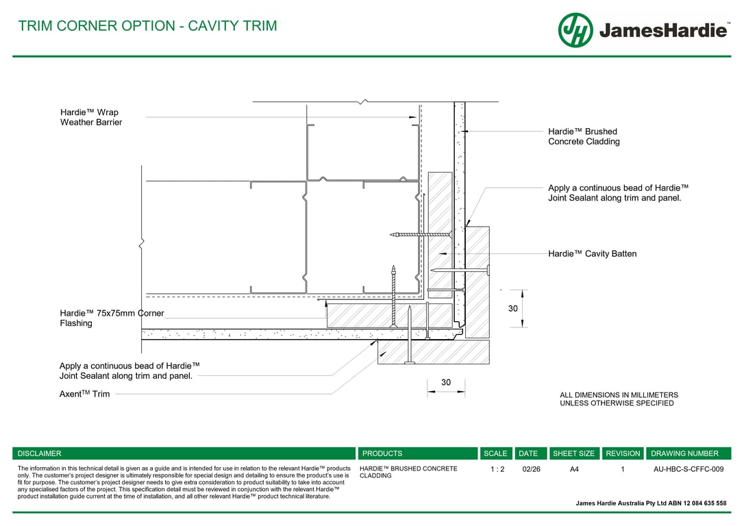 AU-HBC-S-CFFC-009 - TRIM CORNER OPTION - CAVITY TRIM