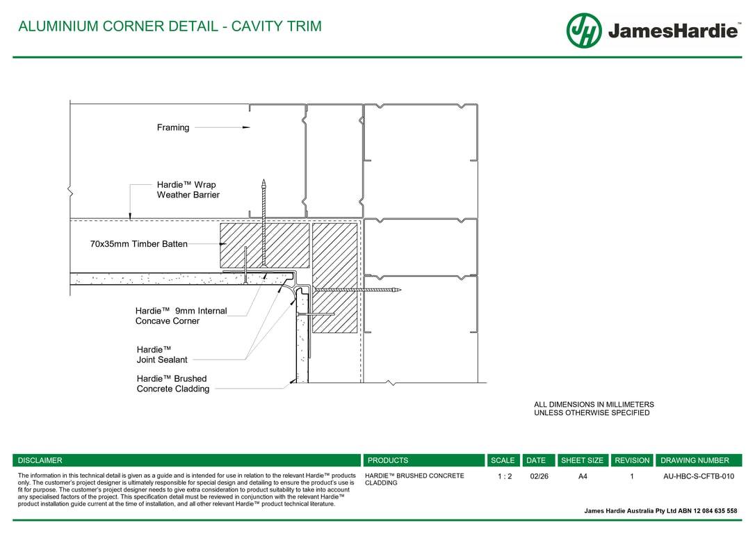 Navigate to AU-HBC-S-CFTB-010 - ALUMINIUM CORNER DETAIL - CAVITY TRIM