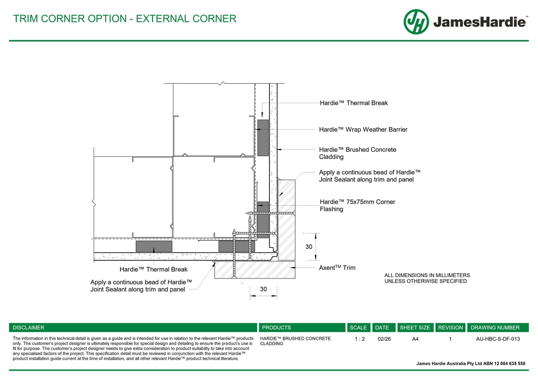 Navigate to AU-HBC-S-DF-013 - TRIM CORNER OPTION - EXTERNAL CORNER