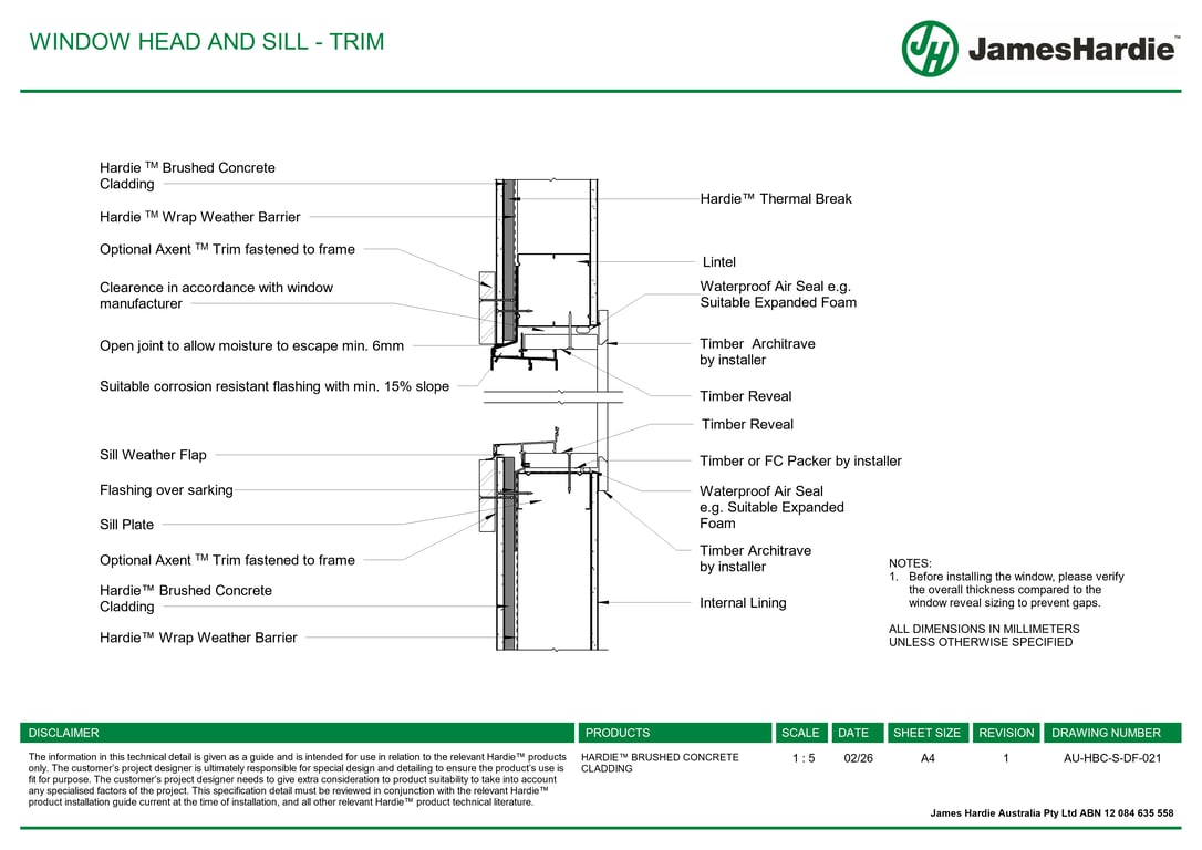 Navigate to AU-HBC-S-DF-021 - WINDOW HEAD AND SILL - TRIM