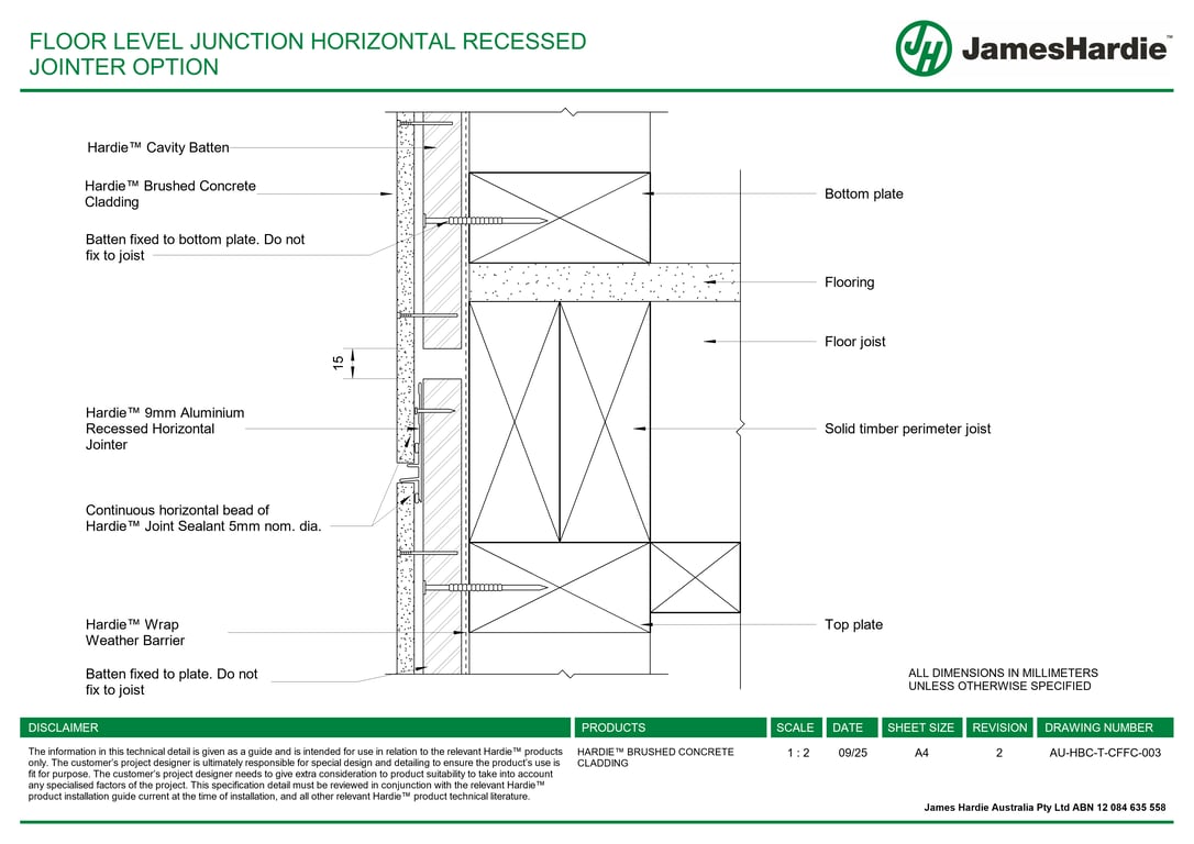 AU-HBC-T-CFFC-003 - FLOOR LEVEL JUNCTION HORIZONTAL RECESSED JOINTER OPTION