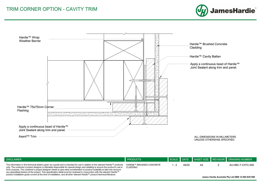 AU-HBC-T-CFFC-009 - TRIM CORNER OPTION - CAVITY TRIM