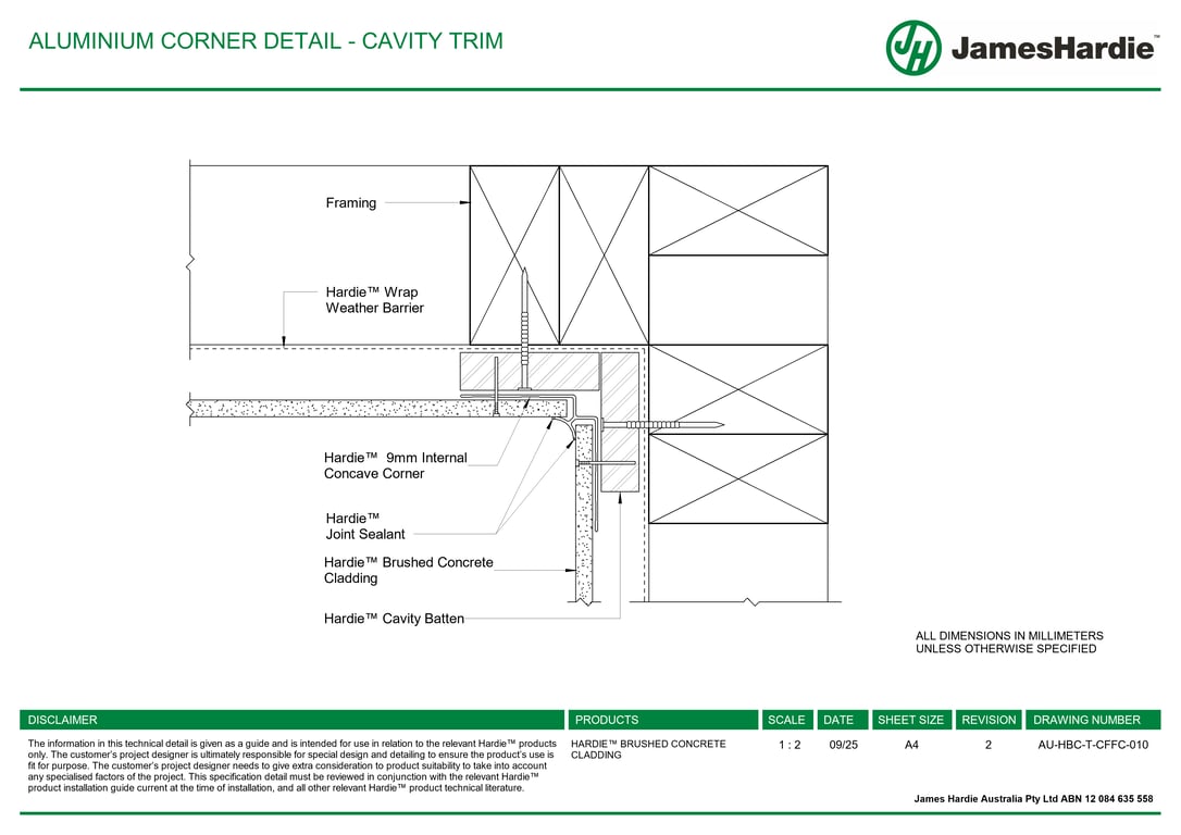 AU-HBC-T-CFFC-010 - ALUMINIUM CORNER DETAIL - CAVITY TRIM