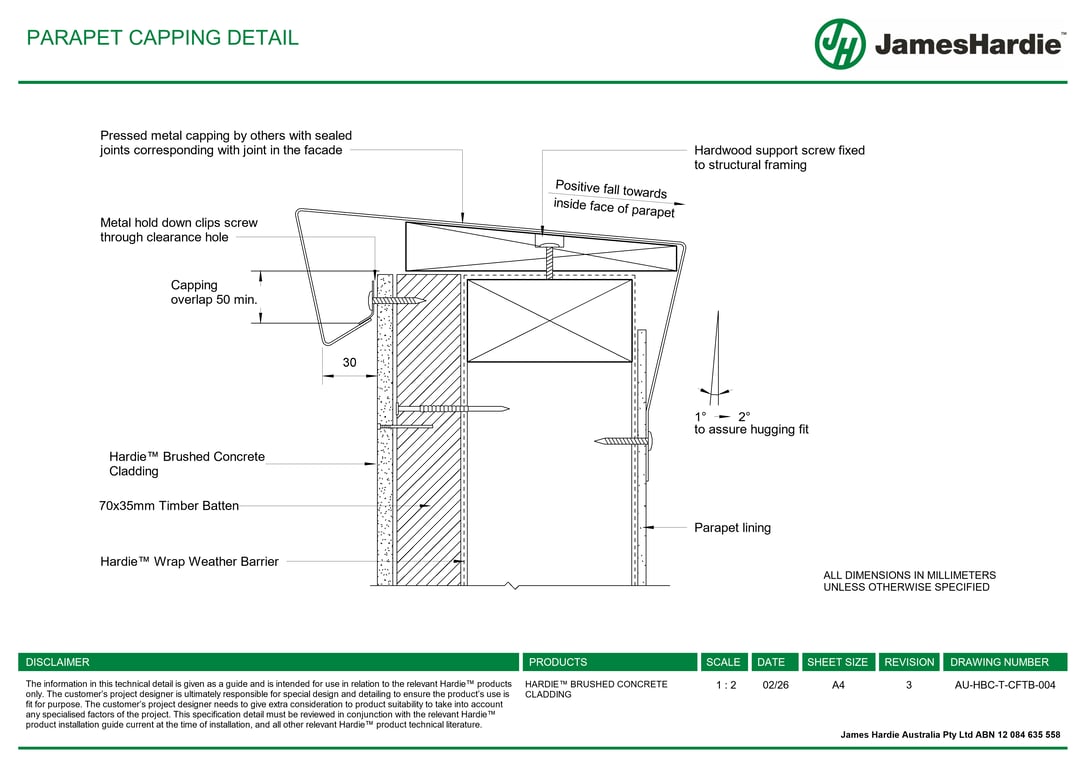 Navigate to AU-HBC-T-CFTB-004 - PARAPET CAPPING DETAIL
