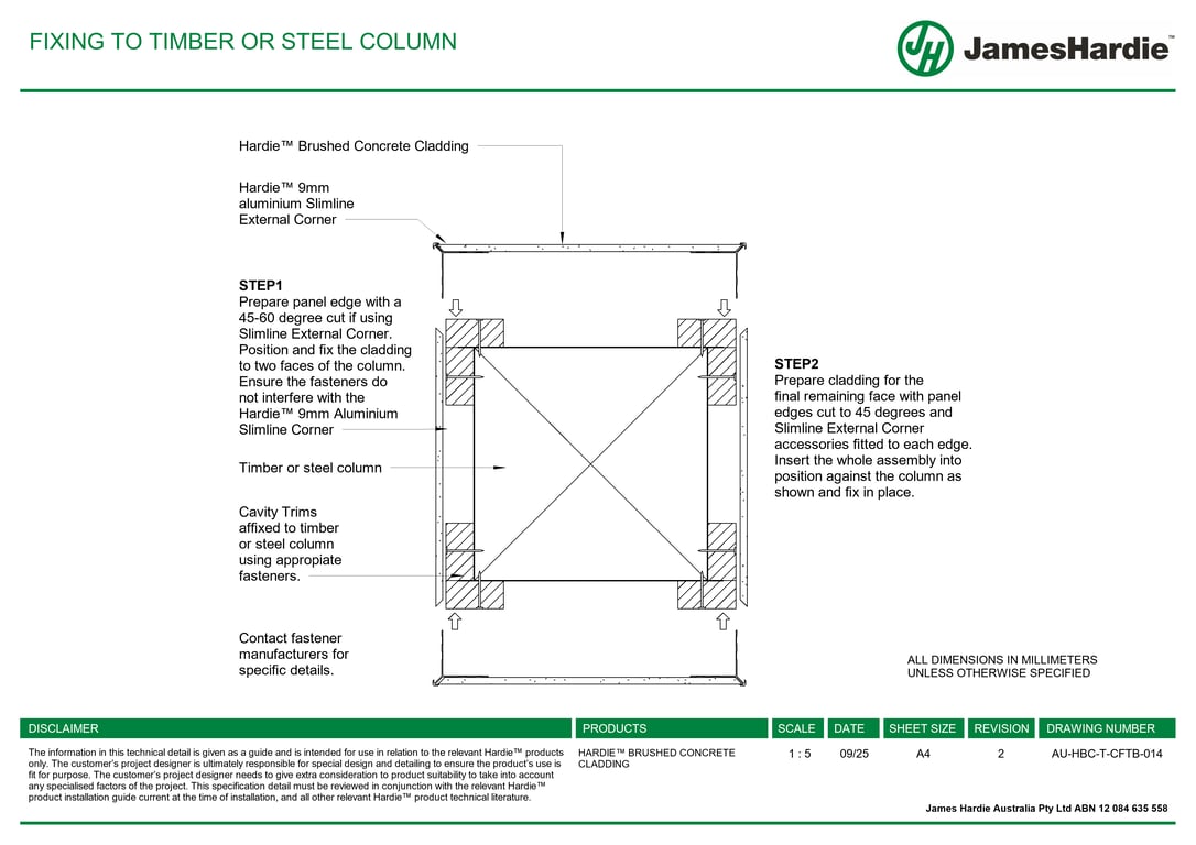 Navigate to AU-HBC-T-CFTB-014 - FIXING TO TIMBER OR STEEL COLUMN