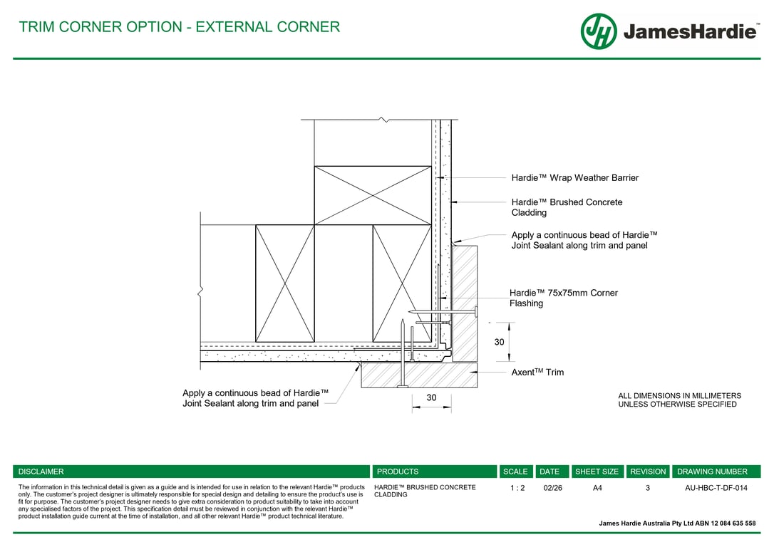 Navigate to AU-HBC-T-DF-014 - TRIM CORNER OPTION - EXTERNAL CORNER