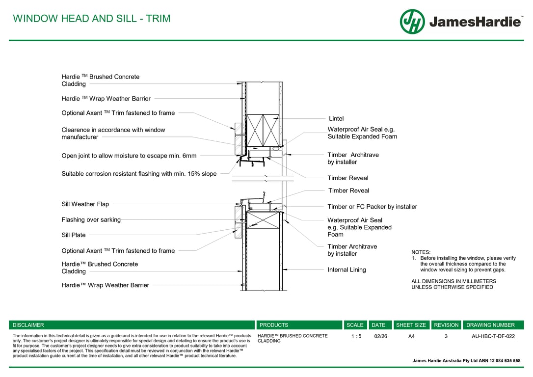 Navigate to AU-HBC-T-DF-022 - WINDOW HEAD AND SILL - TRIM