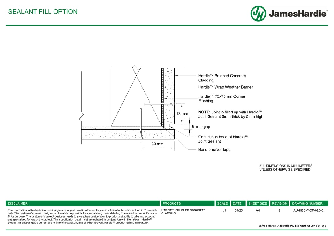 Navigate to AU-HBC-T-DF-026-01 - SEALANT FILL OPTION