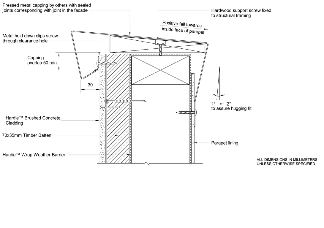 Navigate to HBC Timber CFTB Parapet Capping Detail