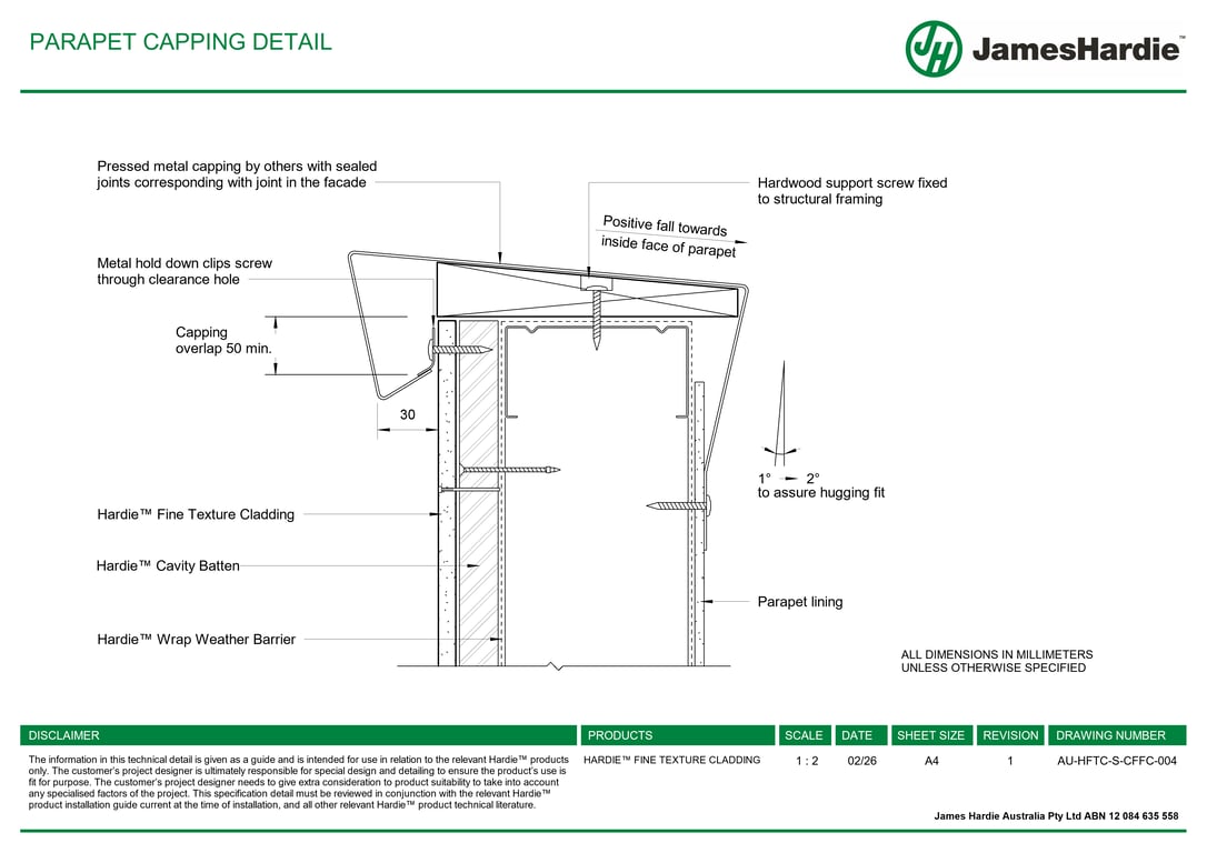 AU-HFTC-S-CFFC-004 - PARAPET CAPPING DETAIL