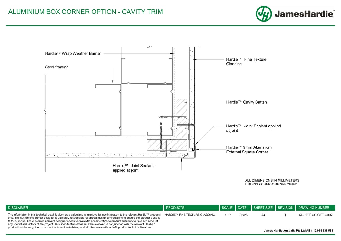 Navigate to AU-HFTC-S-CFFC-007 - ALUMINIUM BOX CORNER OPTION - CAVITY TRIM