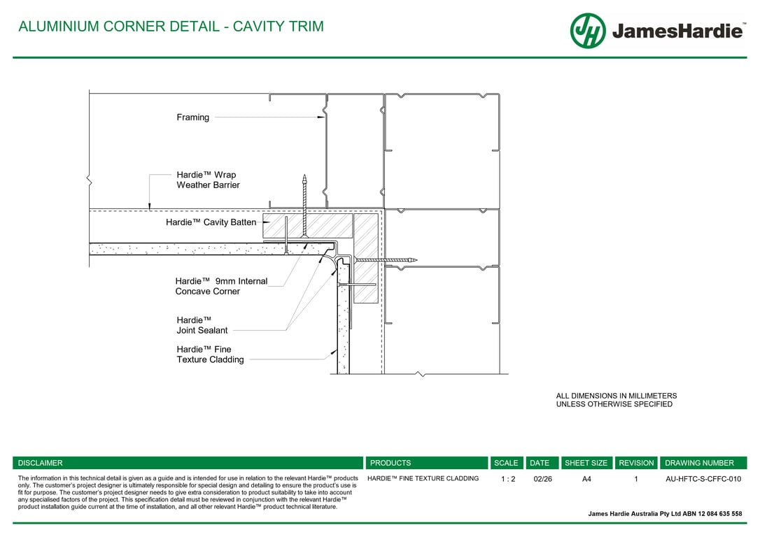 Navigate to AU-HFTC-S-CFFC-010 - ALUMINIUM CORNER DETAIL - CAVITY TRIM