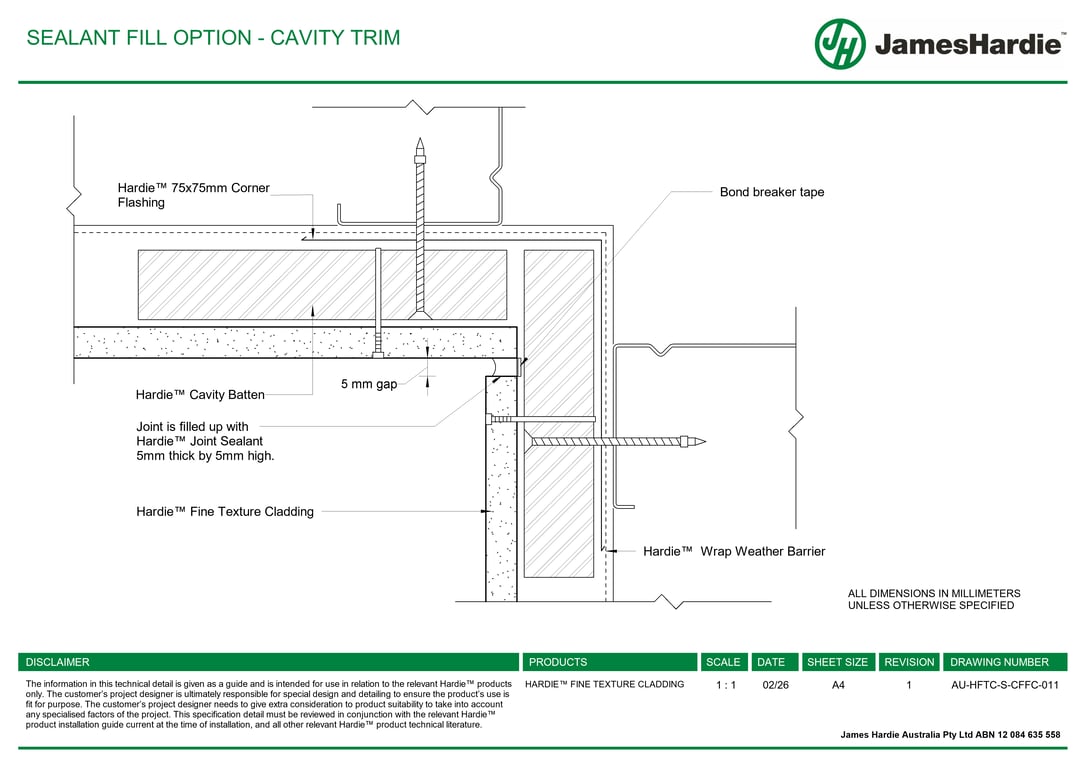 Navigate to AU-HFTC-S-CFFC-011 - SEALANT FILL OPTION - CAVITY TRIM