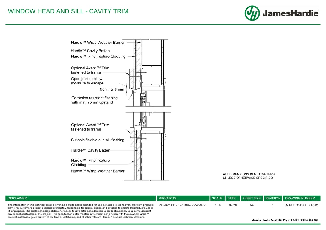 Navigate to AU-HFTC-S-CFFC-012 - WINDOW HEAD AND SILL - CAVITY TRIM